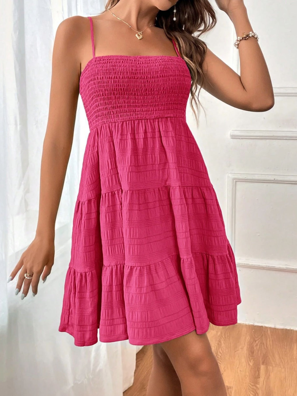 Tiered Smocked Square Neck Cami Dress (Copy)