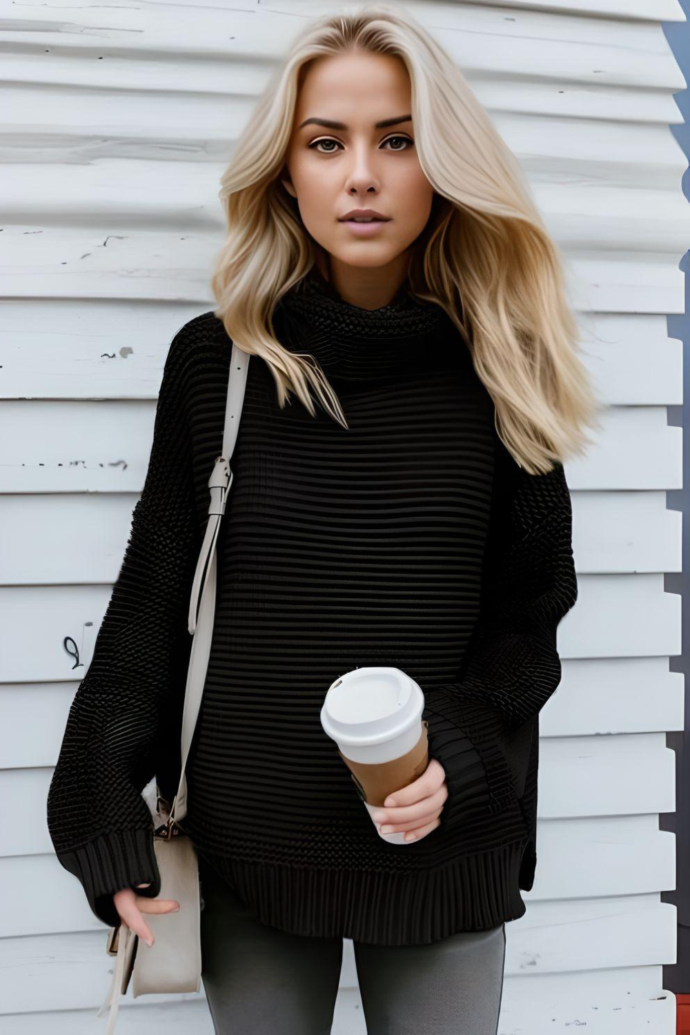 BLACK TURTLENECK SWEATSHIRT