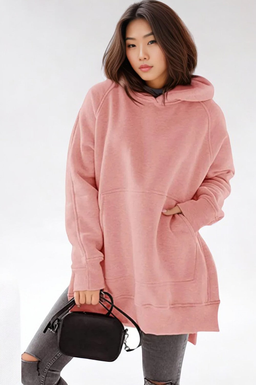 PINK SLIT POCKET HOODIE